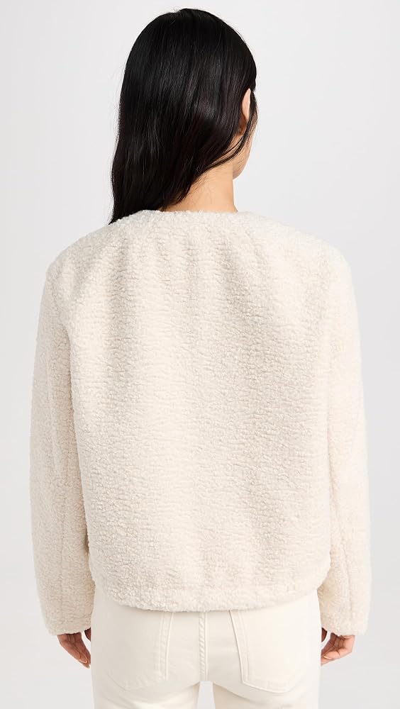 Theory Women's Easy Fleece Zip Jacket, Cream, Off White, S
